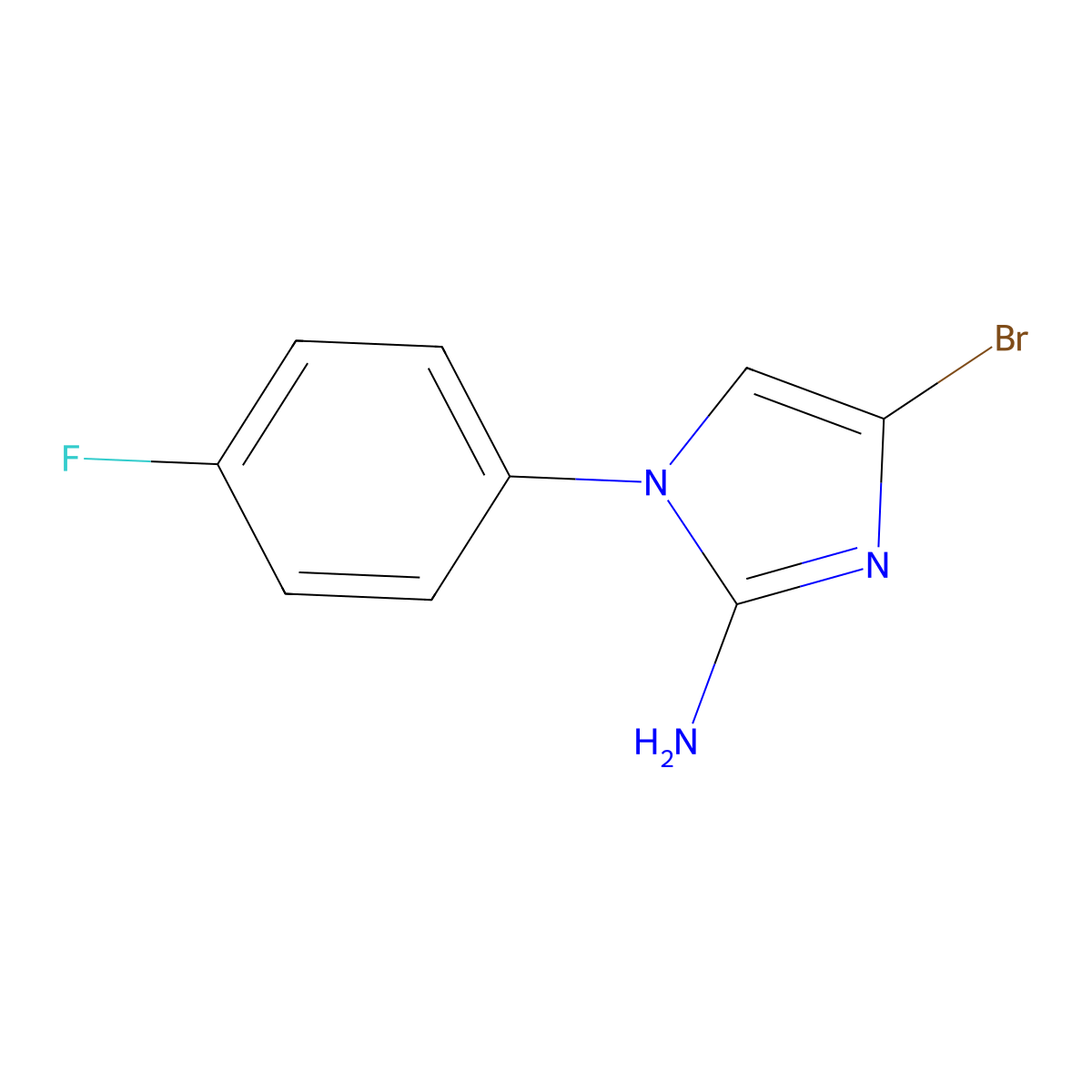4-bromo-1-(4-fluorophenyl)-1H-imidazol-2-amine molecular structure, CAS 2294957-24-5