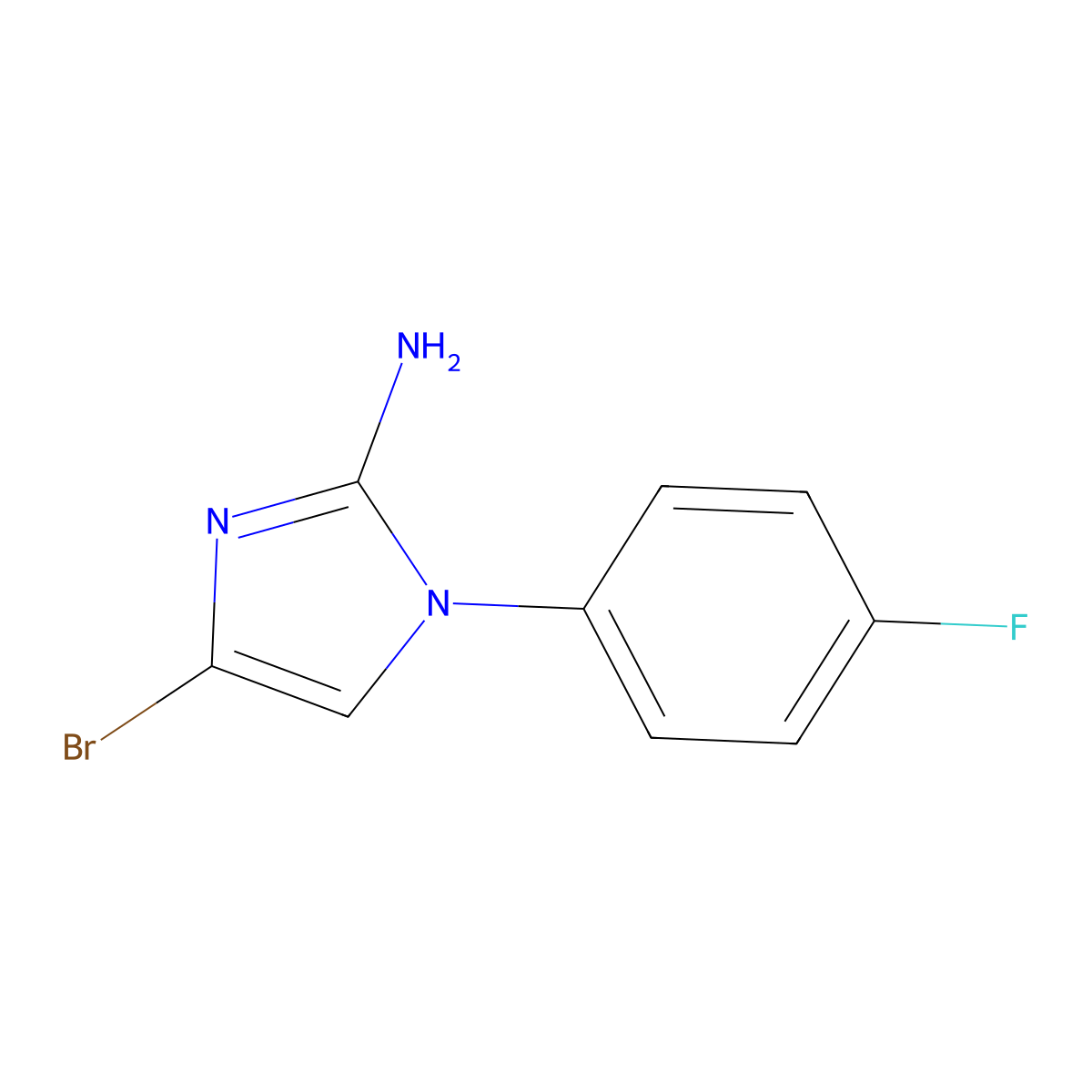 4-bromo-1-(4-fluorophenyl)-1H-imidazol-2-amine molecular structure, CAS 2294957-24-5