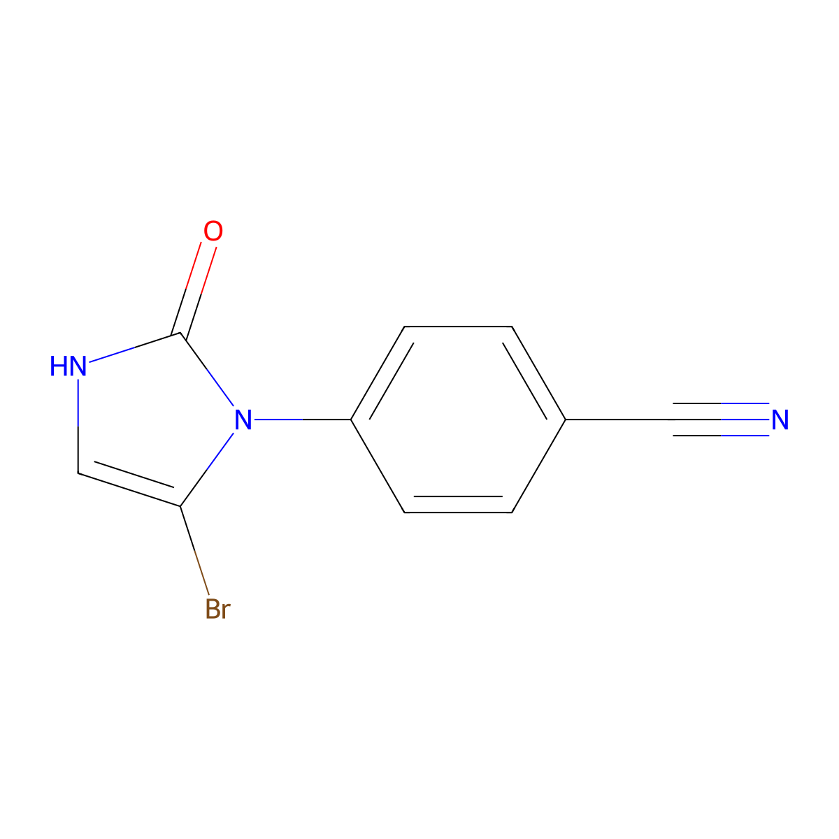 4-(5-bromo-2-oxo-2,3-dihydro-1H-imidazol-1-yl)benzonitrile molecular structure, CAS 2294957-25-6