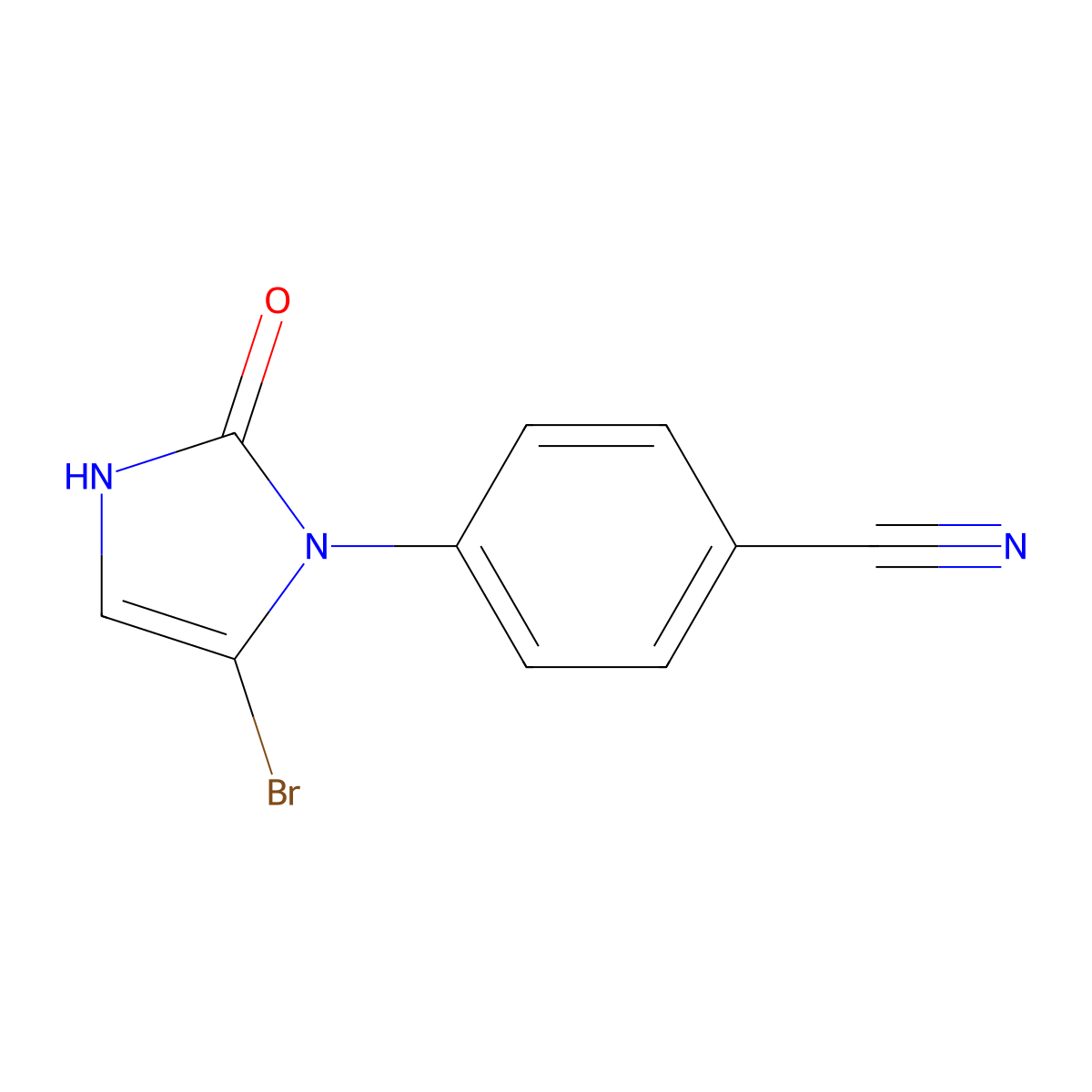 4-(5-bromo-2-oxo-2,3-dihydro-1H-imidazol-1-yl)benzonitrile molecular structure, CAS 2294957-25-6