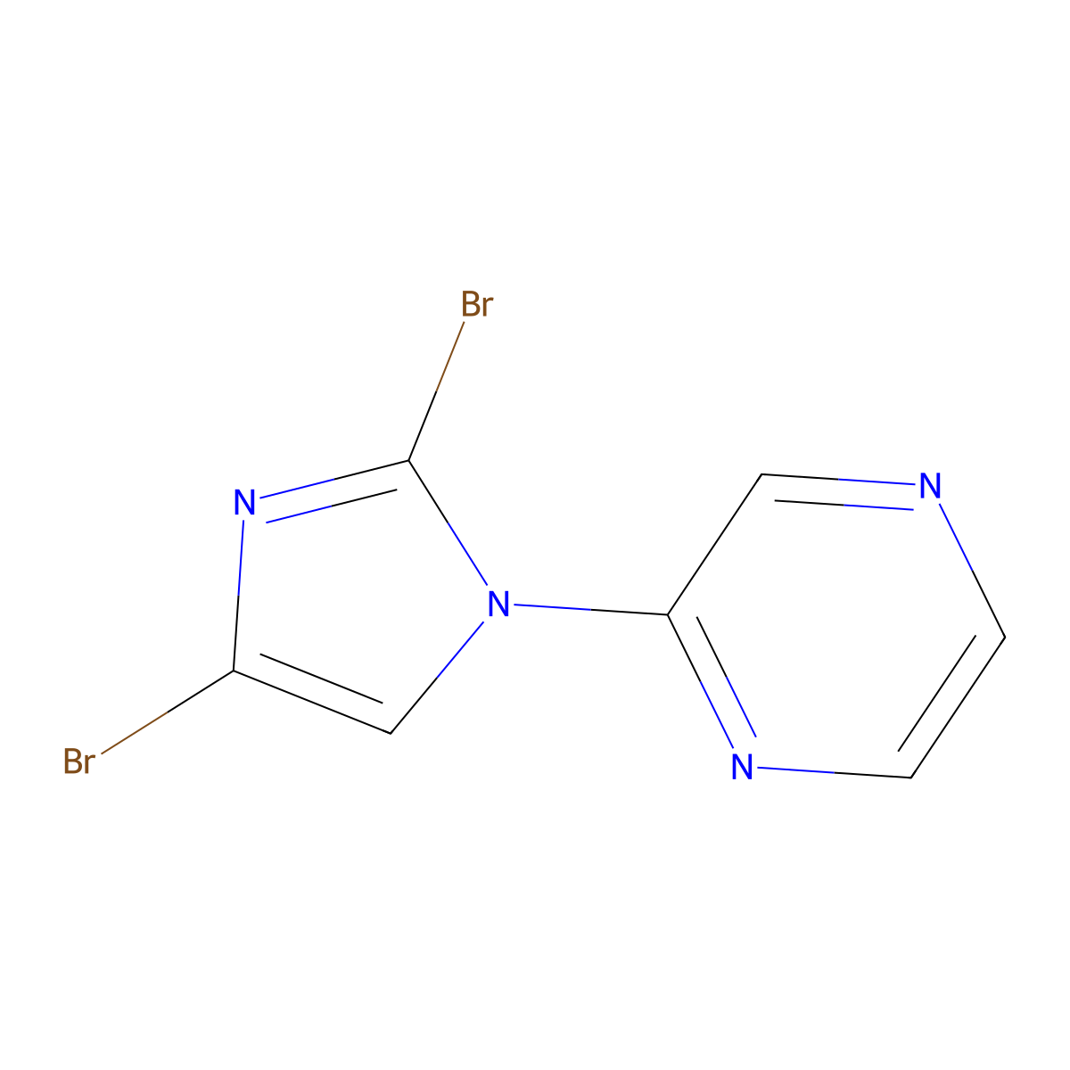 2-(2,4-dibromo-1H-imidazol-1-yl)pyrazine molecular structure, CAS 2294957-56-3