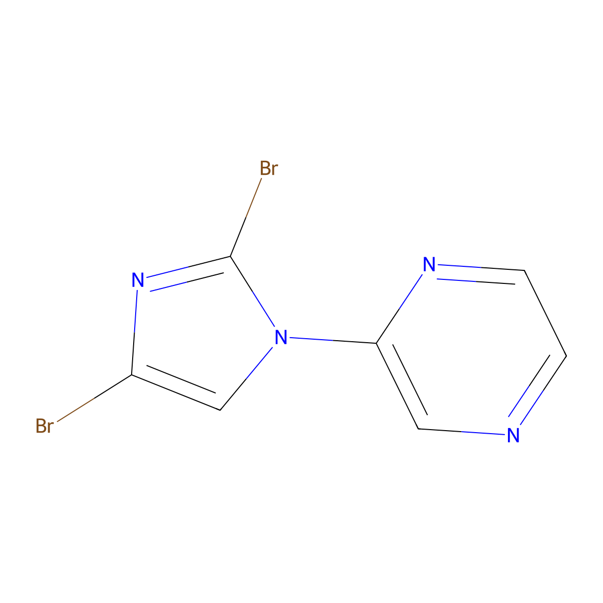 2-(2,4-dibromo-1H-imidazol-1-yl)pyrazine molecular structure, CAS 2294957-56-3
