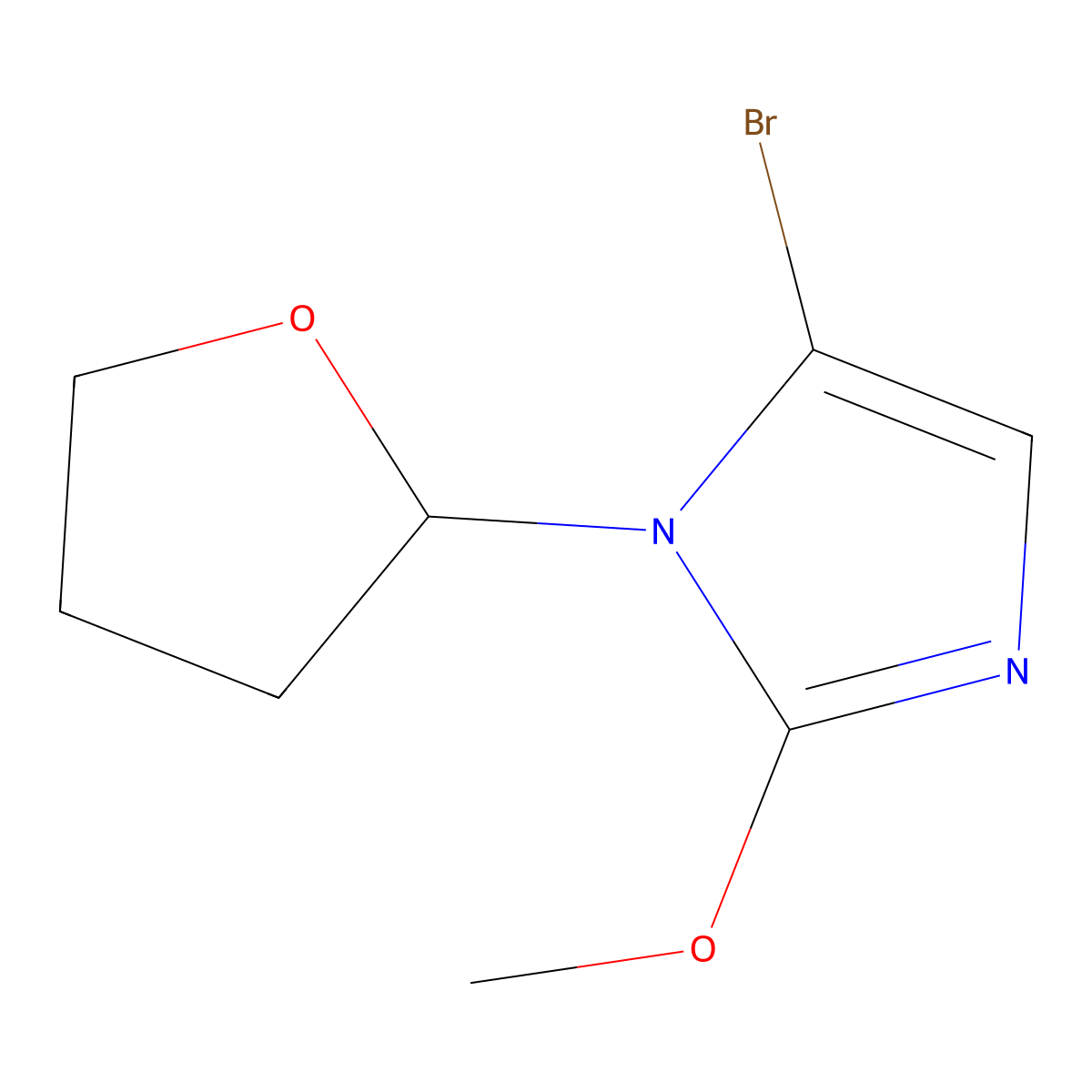 5-bromo-2-methoxy-1-(tetrahydrofuran-2-yl)-1H-imidazole molecular structure, CAS 2294957-61-0