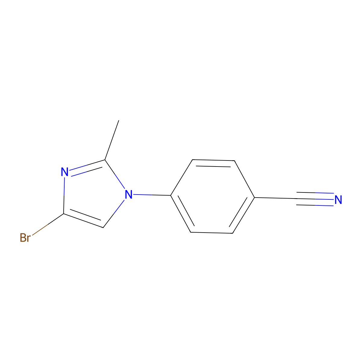 4-(4-bromo-2-methyl-1H-imidazol-1-yl)benzonitrile molecular structure, CAS 2294957-65-4