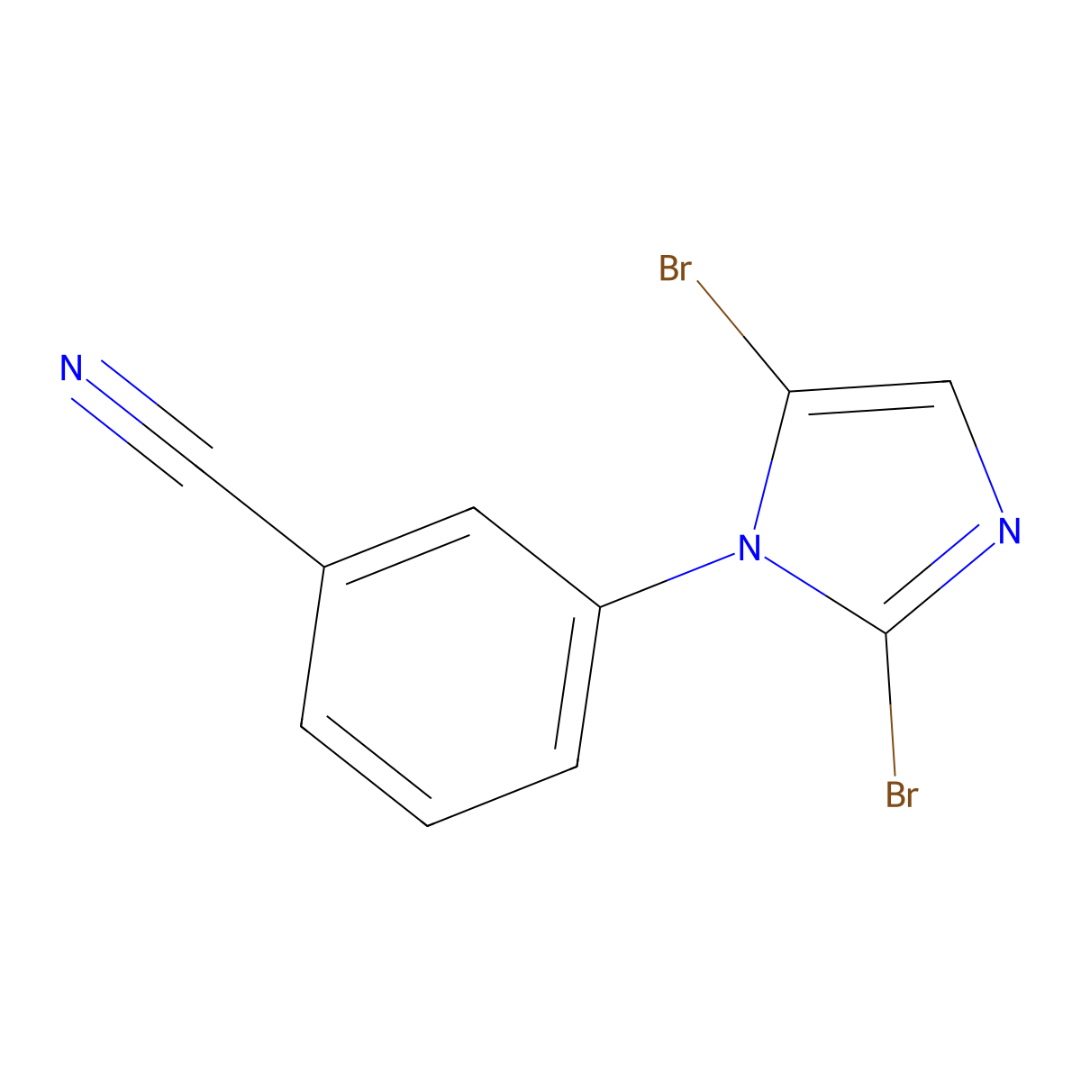 3-(2,5-dibromo-1H-imidazol-1-yl)benzonitrile molecular structure, CAS 2294957-69-8