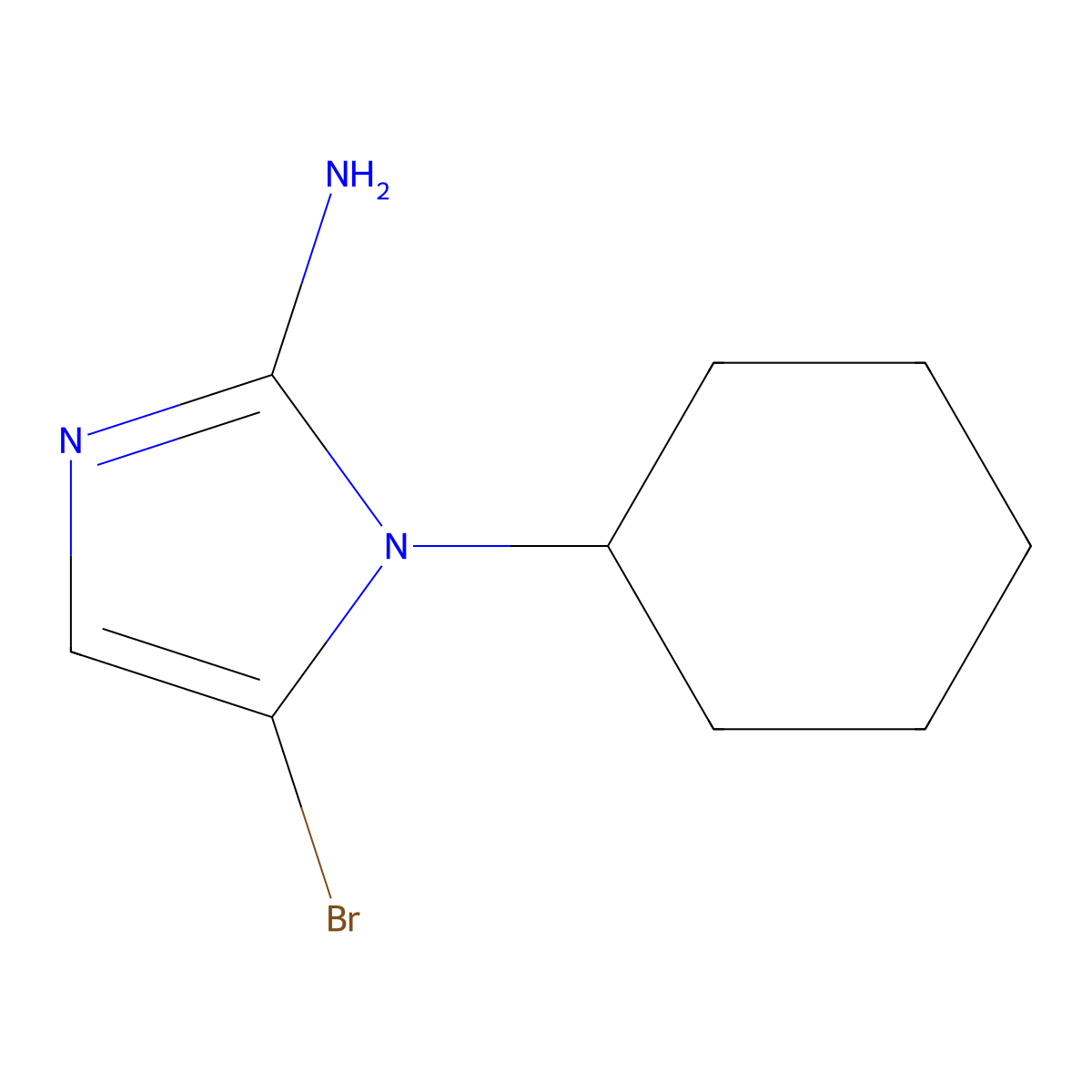 5-bromo-1-cyclohexyl-1H-imidazol-2-amine molecular structure, CAS 2294957-75-6