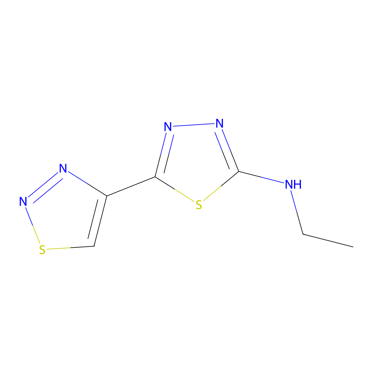 N-ethyl-5-(1,2,3-thiadiazol-4-yl)-1,3,4-thiadiazol-2-amine molecular structure, CAS 2294982-84-4