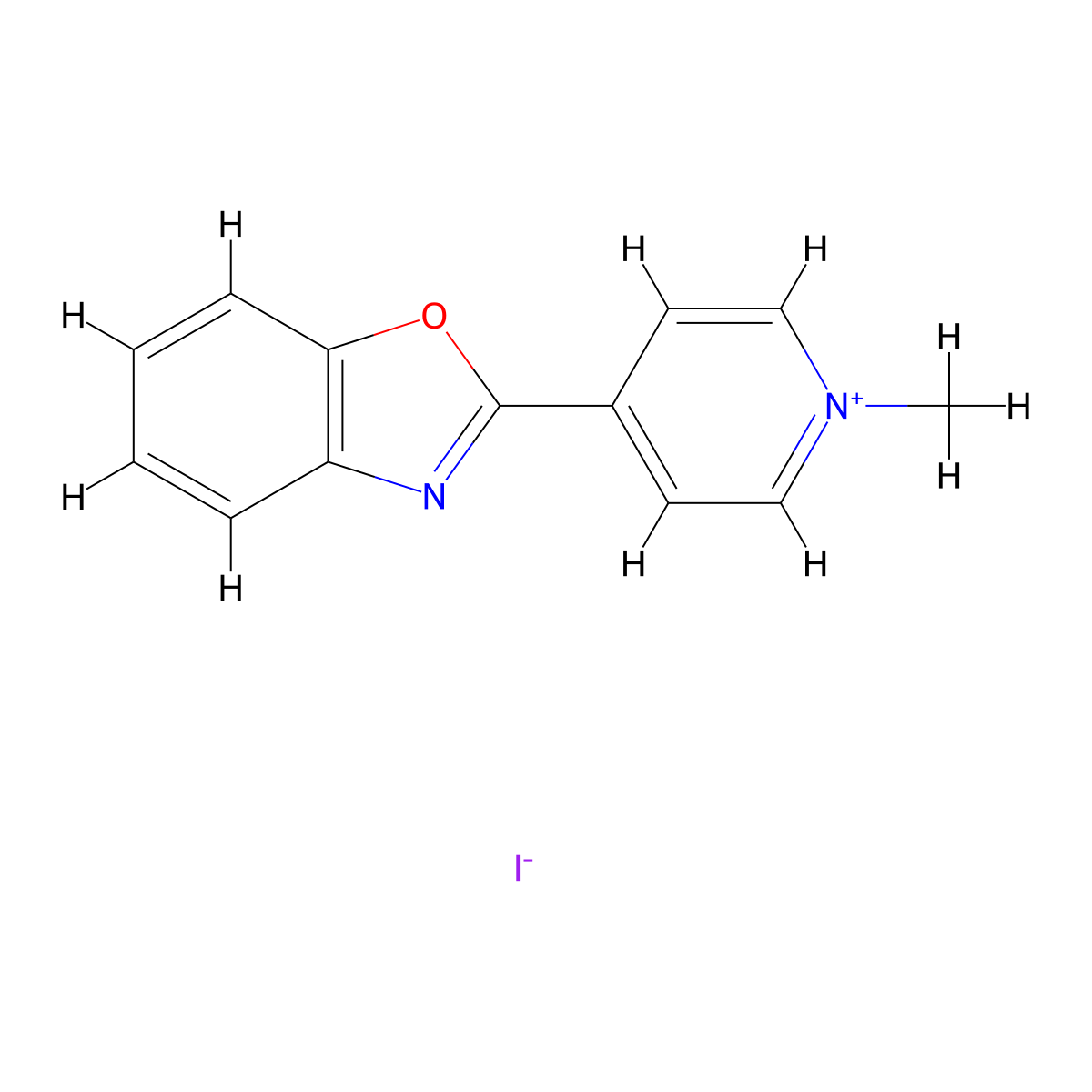 N-methyl-4-(2-benzoxazolyl)pyridinium iodide molecular structure, CAS 2295-48-9