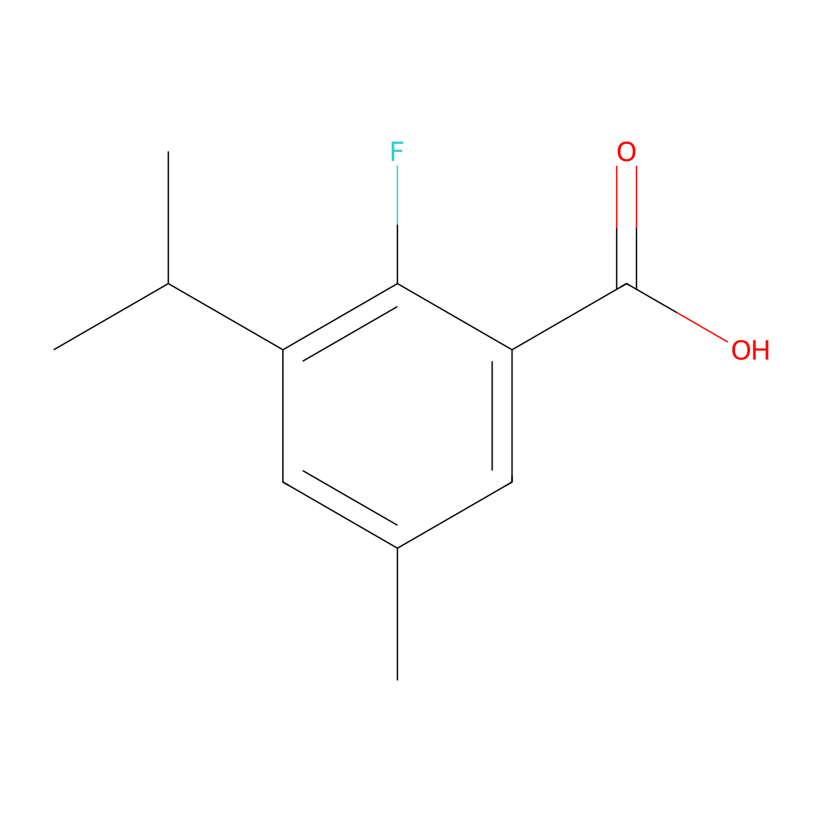 2-Fluoro-5-methyl-3-(1-methylethyl)benzoic acid molecular structure, CAS 2295120-71-5