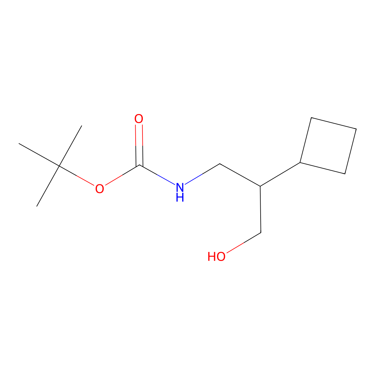 tert-butyl N-(2-cyclobutyl-3-hydroxypropyl)carbamate molecular structure, CAS 2295165-70-5