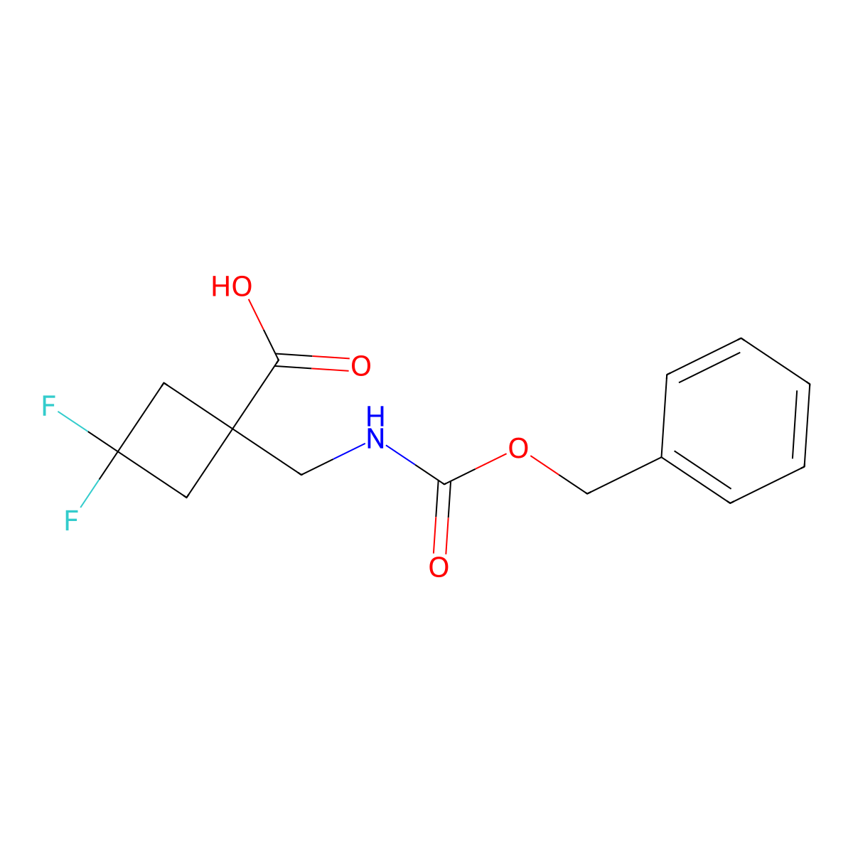 1-({[(Benzyloxy)carbonyl]amino}methyl)-3,3-difluorocyclobutane-1-carboxylic acid molecular structure, CAS 2295198-39-7