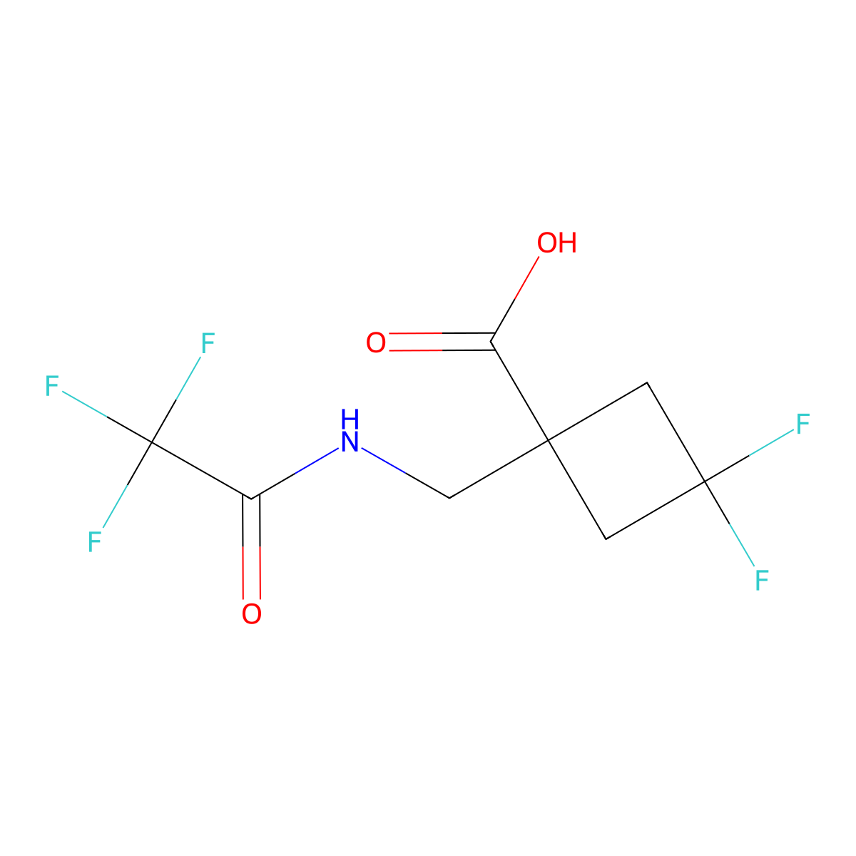 3,3-Difluoro-1-[(trifluoroacetamido)methyl]cyclobutane-1-carboxylic acid molecular structure, CAS 2295198-74-0