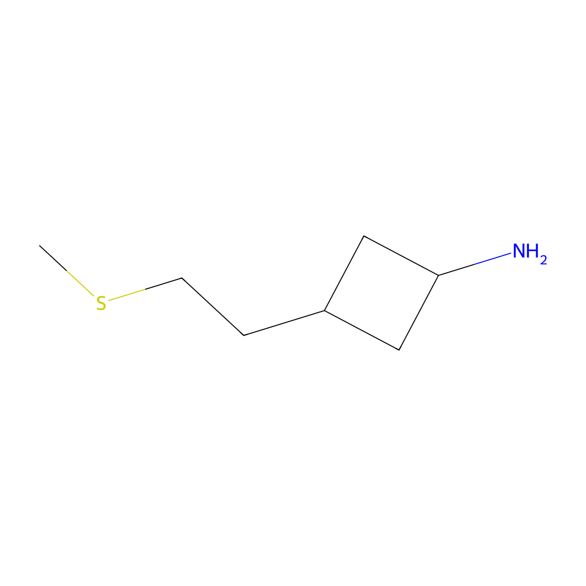 3-[2-(Methylsulfanyl)ethyl]cyclobutan-1-amine molecular structure, CAS 2295200-42-7