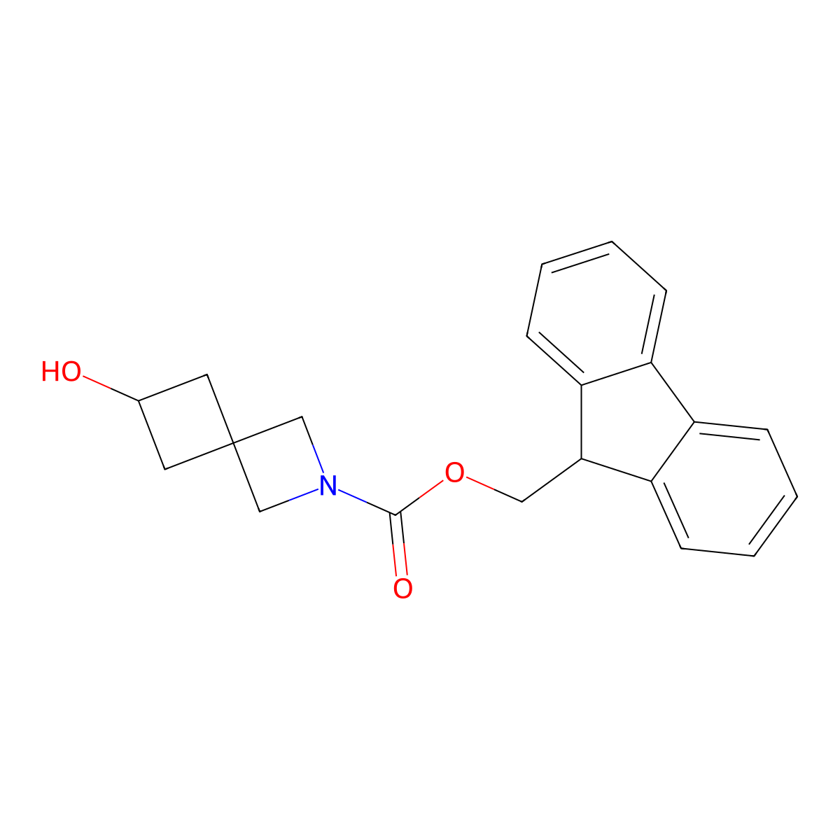 (9H-fluoren-9-yl)methyl 6-hydroxy-2-azaspiro[3.3]heptane-2-carboxylate molecular structure, CAS 2295204-87-2