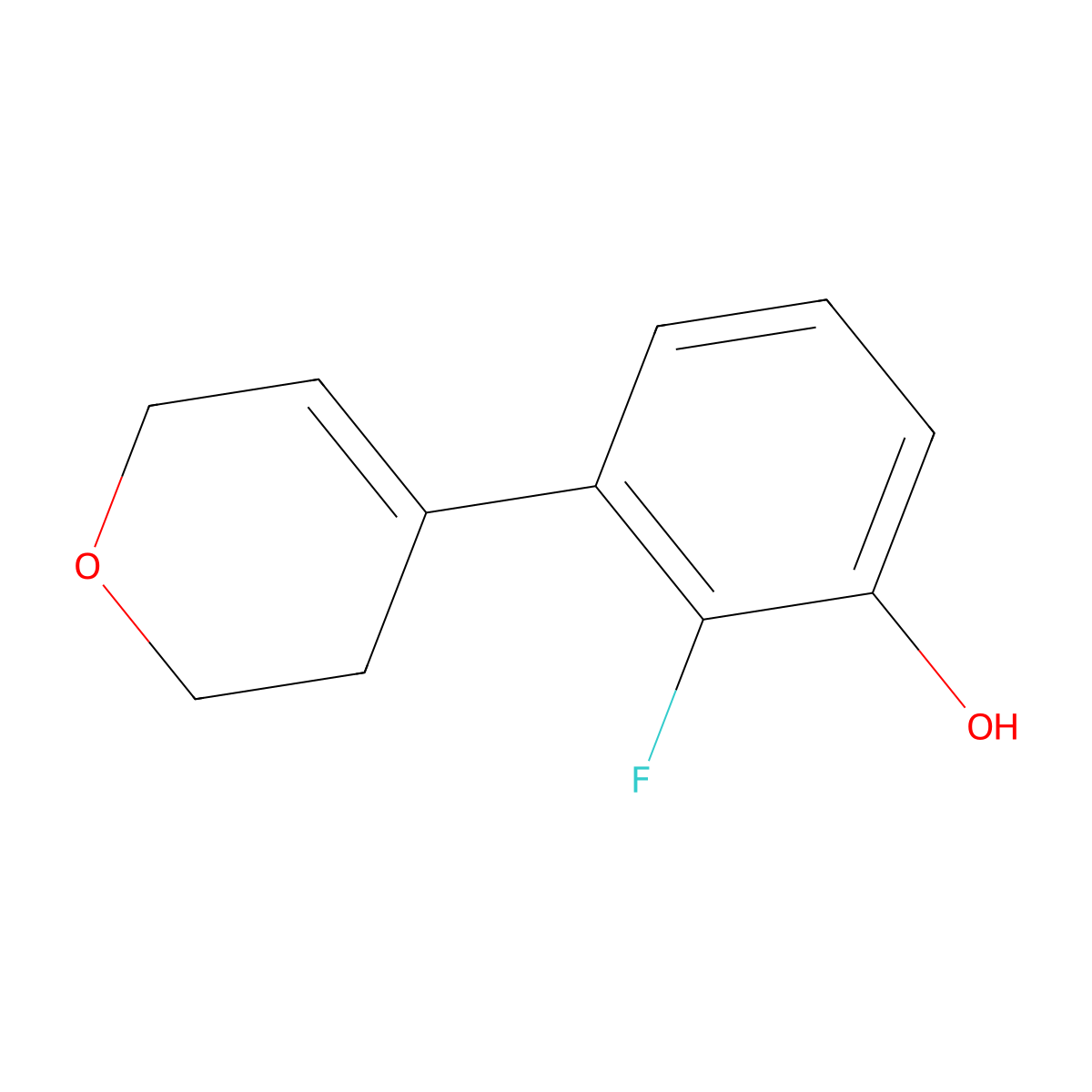 3-(3,6-Dihydro-2H-pyran-4-yl)-2-fluorophenol molecular structure, CAS 2295209-76-4