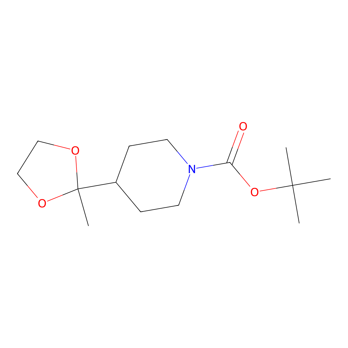 Tert-butyl 4-(2-methyl-1,3-dioxolan-2-yl)piperidine-1-carboxylate molecular structure, CAS 2295351-07-2