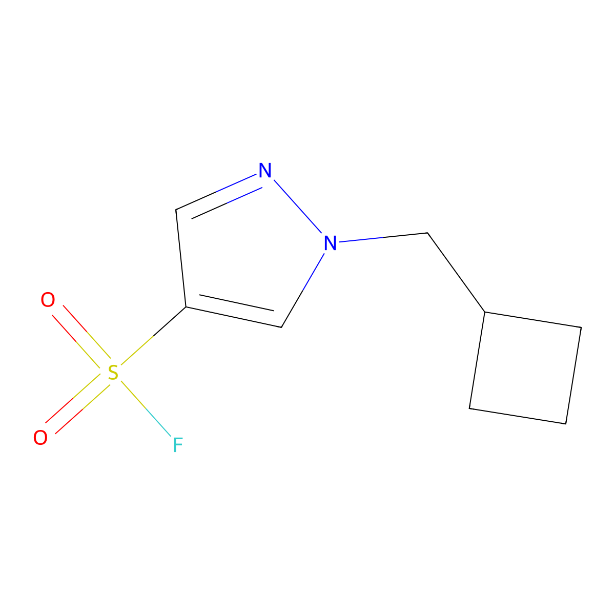 1-(cyclobutylmethyl)-1H-pyrazole-4-sulfonyl fluoride molecular structure, CAS 2295424-00-7