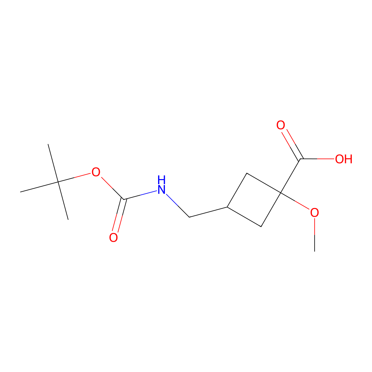3-({[(Tert-butoxy)carbonyl]amino}methyl)-1-methoxycyclobutane-1-carboxylic acid molecular structure, CAS 2295449-84-0