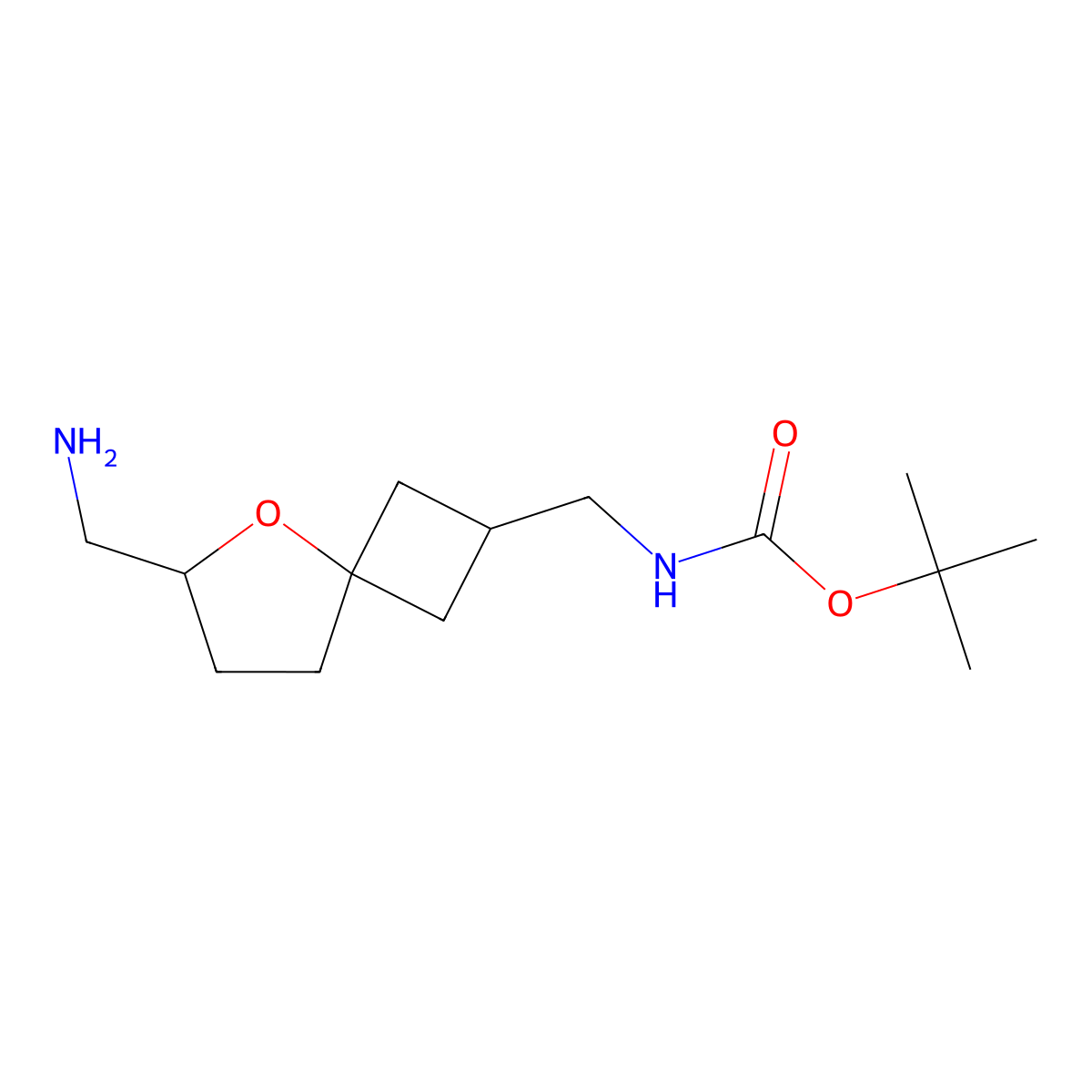 tert-butyl N-[[6-(aminomethyl)-5-oxaspiro[3.4]octan-2-yl]methyl]carbamate molecular structure, CAS 2295480-13-4