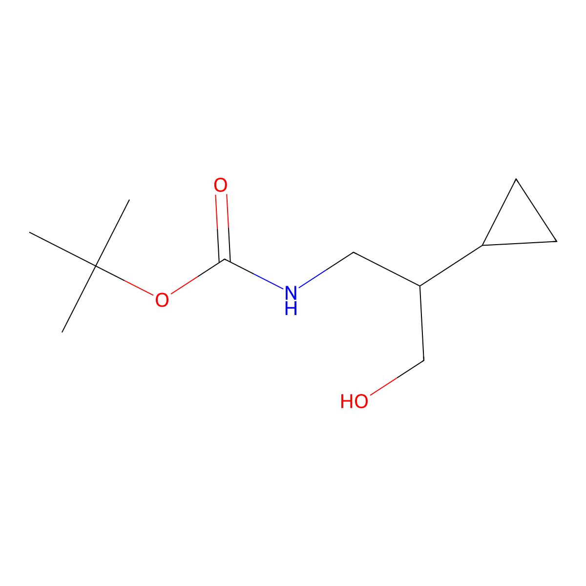 tert-butyl N-(2-cyclopropyl-3-hydroxypropyl)carbamate molecular structure, CAS 2295677-74-4