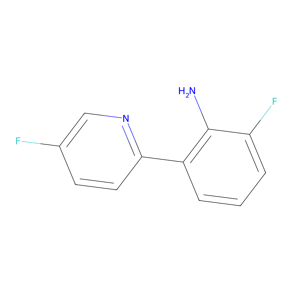2-Fluoro-6-(5-fluoro-2-pyridinyl)benzenamine molecular structure, CAS 2295692-66-7