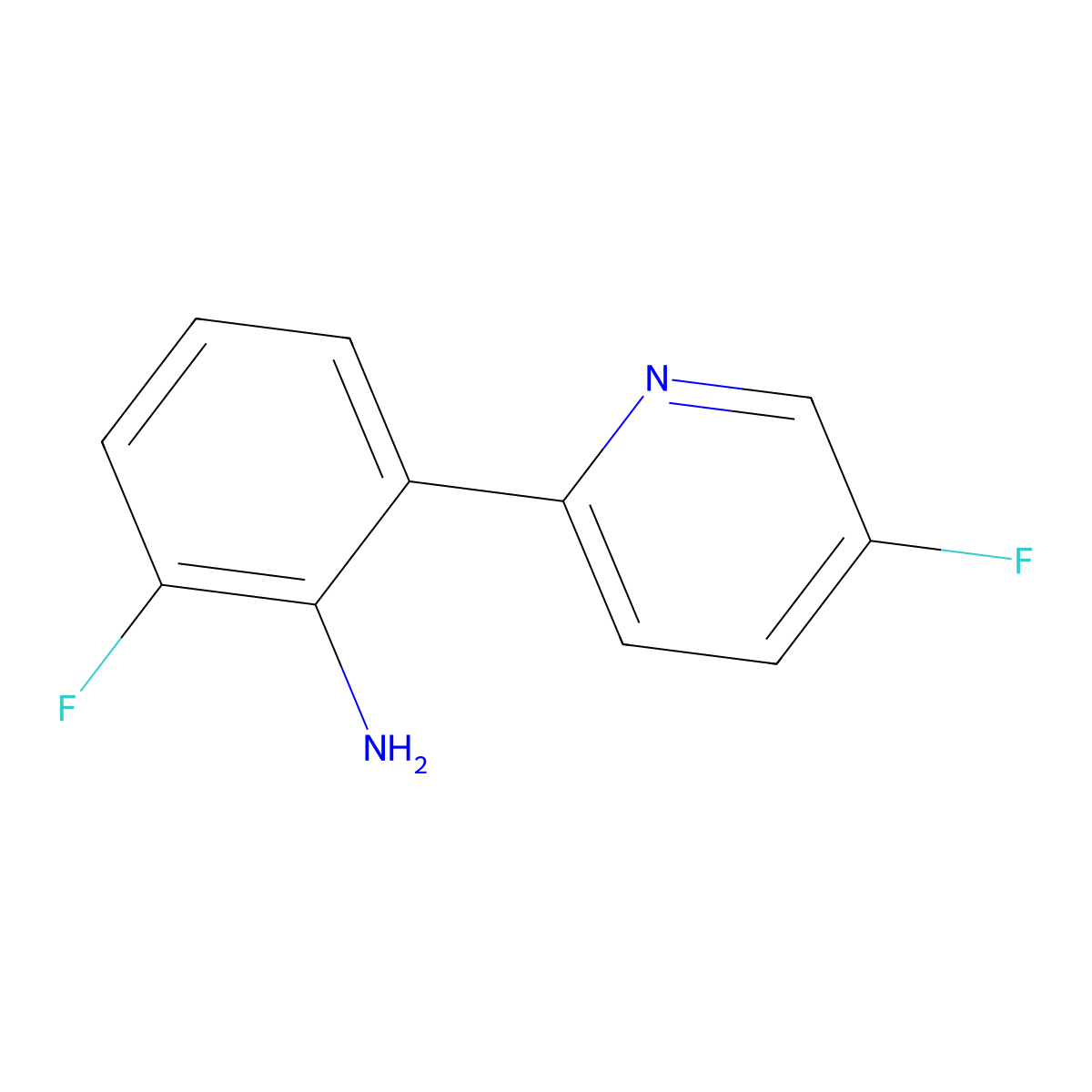 2-Fluoro-6-(5-fluoro-2-pyridinyl)benzenamine molecular structure, CAS 2295692-66-7