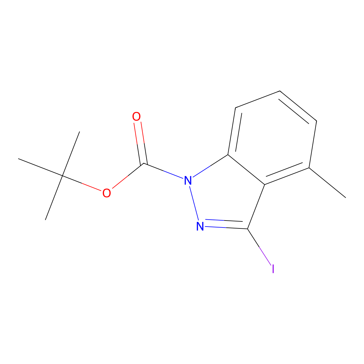 tert-butyl 3-iodo-4-methyl-1H-indazole-1-carboxylate molecular structure, CAS 2295761-56-5