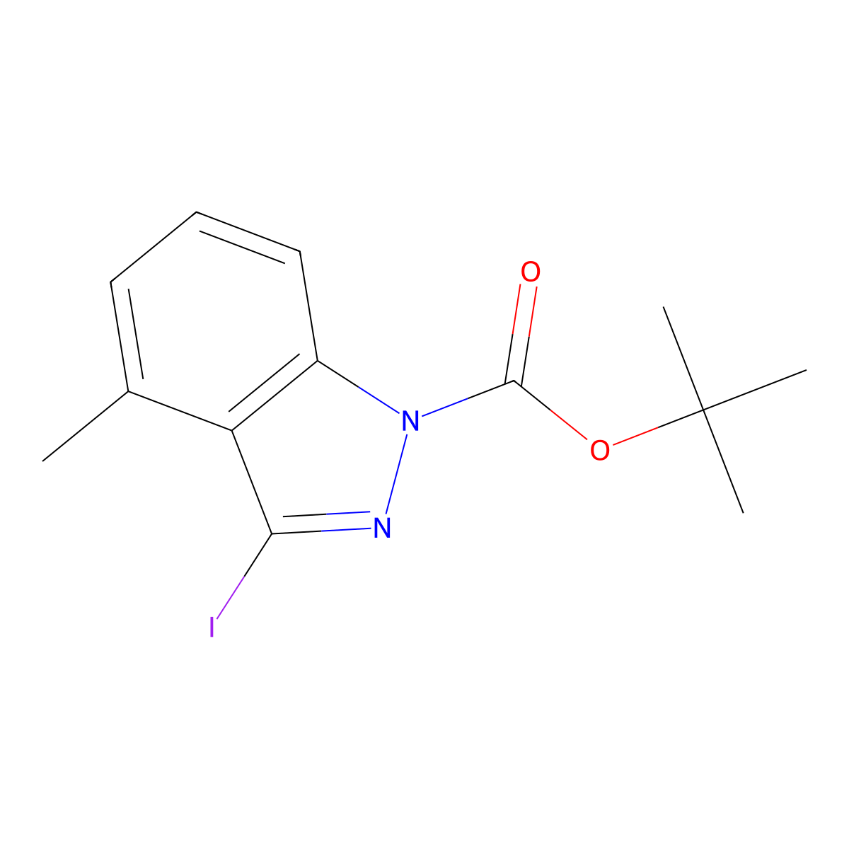 tert-butyl 3-iodo-4-methyl-1H-indazole-1-carboxylate molecular structure, CAS 2295761-56-5