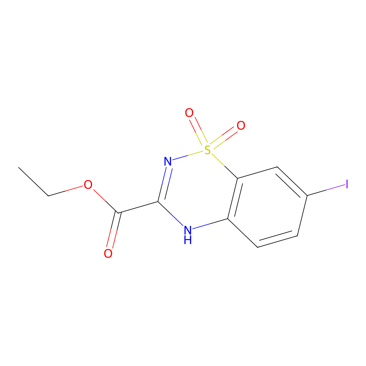 ethyl7-iodo-1,1-dioxo-4H-1lambda6,2,4-benzothiadiazine-3-carboxylate molecular structure, CAS 2295834-89-6