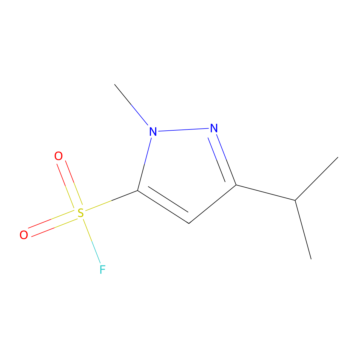 1-methyl-3-(propan-2-yl)-1H-pyrazole-5-sulfonyl fluoride molecular structure, CAS 2295865-08-4