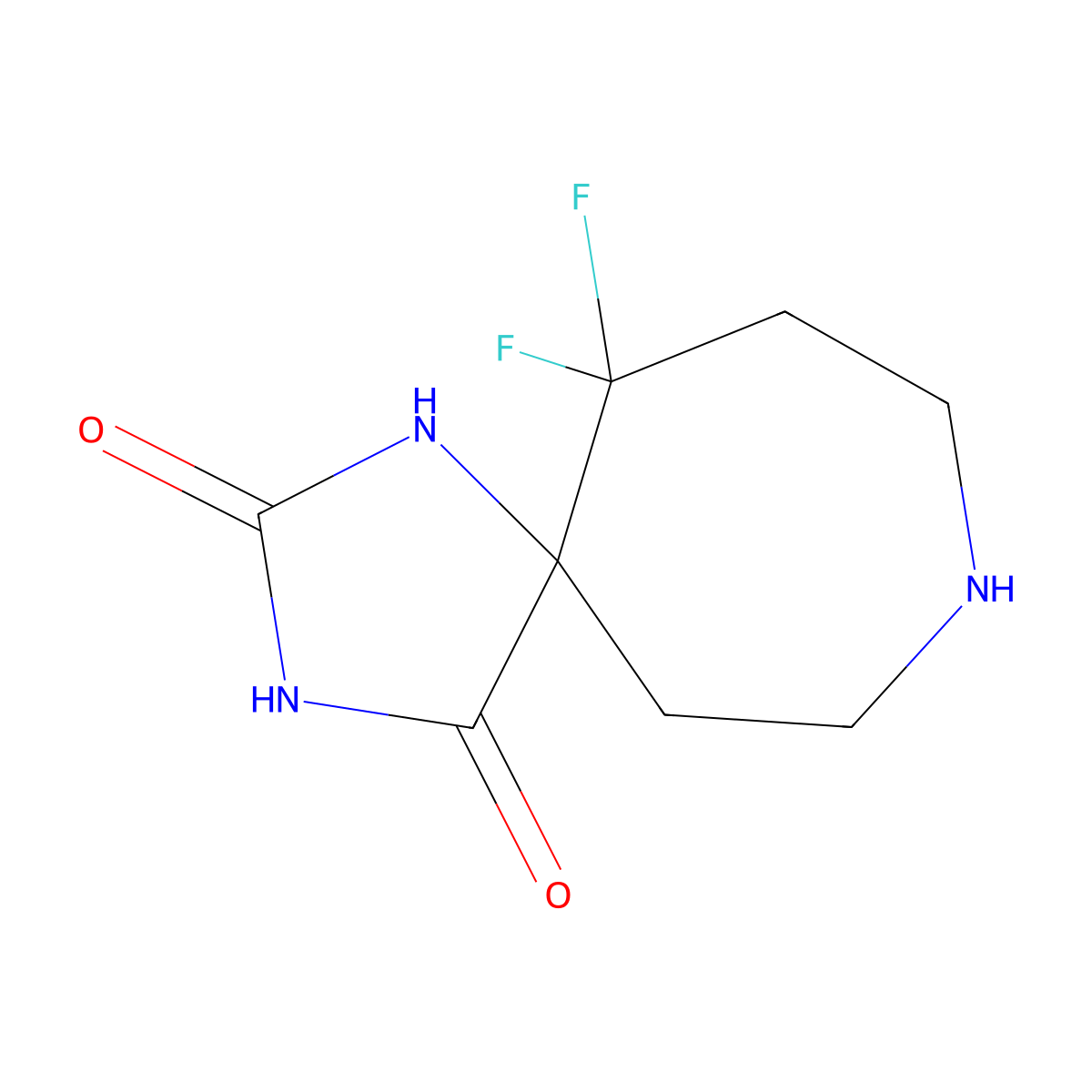 11,11-Difluoro-1,3,8-triazaspiro[4.6]undecane-2,4-dione molecular structure, CAS 2296009-43-1
