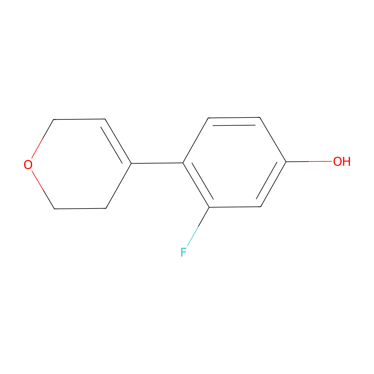 4-(3,6-Dihydro-2H-pyran-4-yl)-3-fluorophenol molecular structure, CAS 2296060-00-7