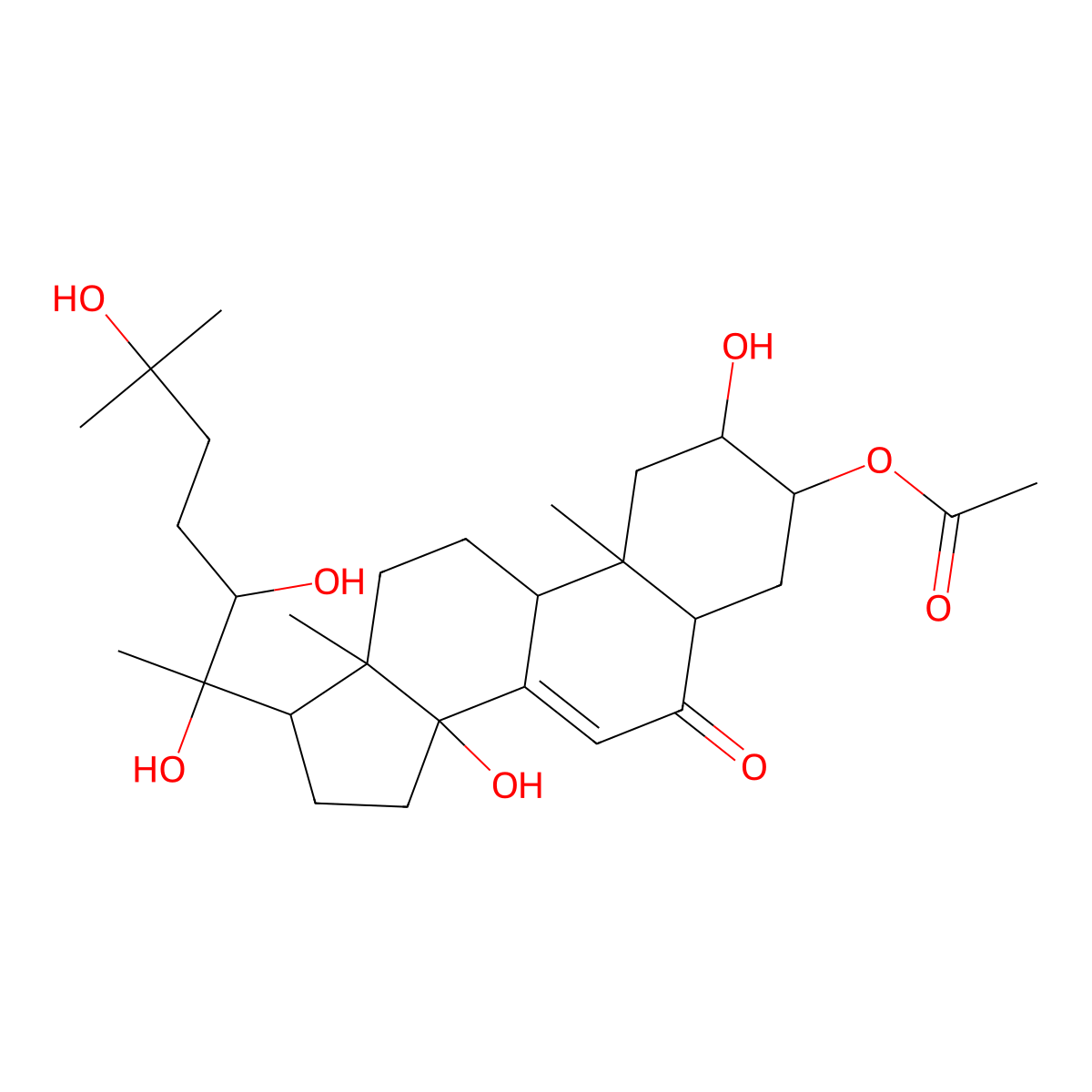 [(2R,3S,5S,9R,10R,13R,17S)-2,14-dihydroxy-10,13-dimethyl-6-oxo-17-[(2R,3R)-2,3,6-trihydroxy-6-methylheptan-2-yl]-2,3,4,5,9,11,12,15,16,17-decahydro-1H-cyclopenta[a]phenanthren-3-yl] acetate molecular structure, CAS 22961-68-8
