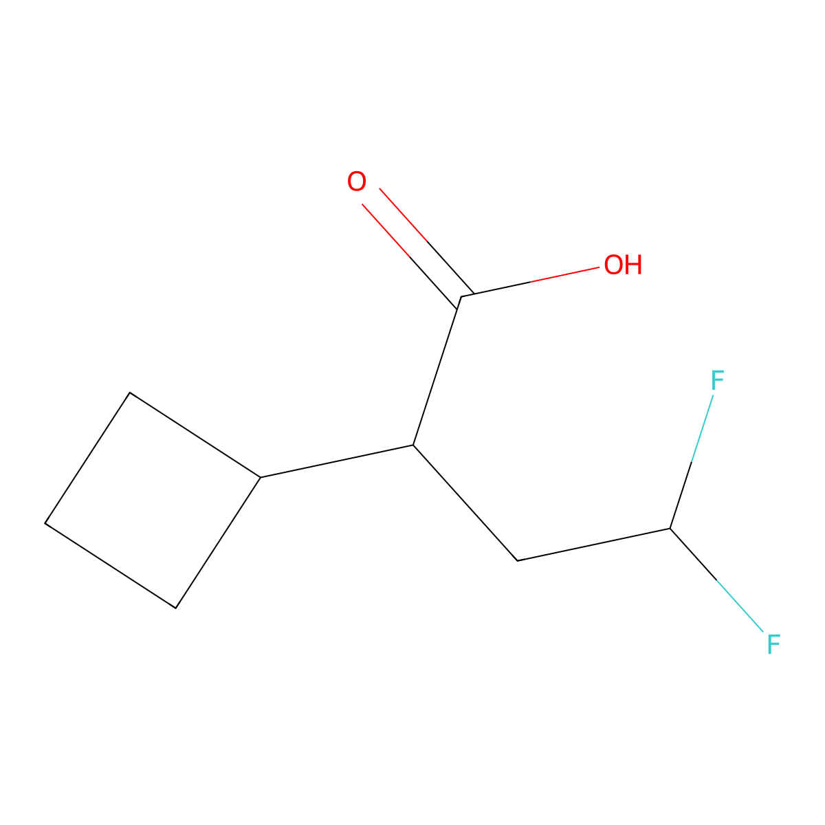 2-Cyclobutyl-4,4-difluorobutanoic acid molecular structure, CAS 2296101-62-5