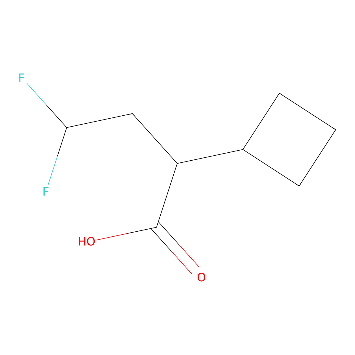 2-Cyclobutyl-4,4-difluorobutanoic acid molecular structure, CAS 2296101-62-5