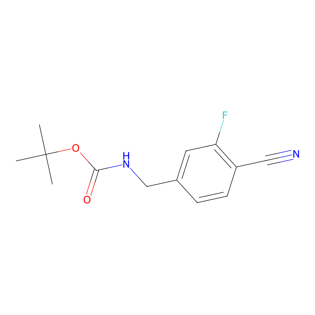 Tert-butyl 4-cyano-3-fluorobenzylcarbamate molecular structure, CAS 229623-55-6