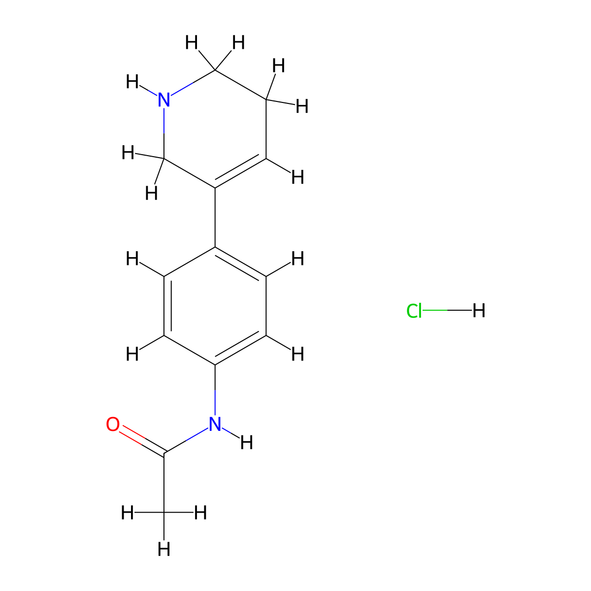 N-(4-(1,2,5,6-tetrahydropyridin-3-yl)phenyl)acetamide hydrochloride molecular structure, CAS 2296338-98-0