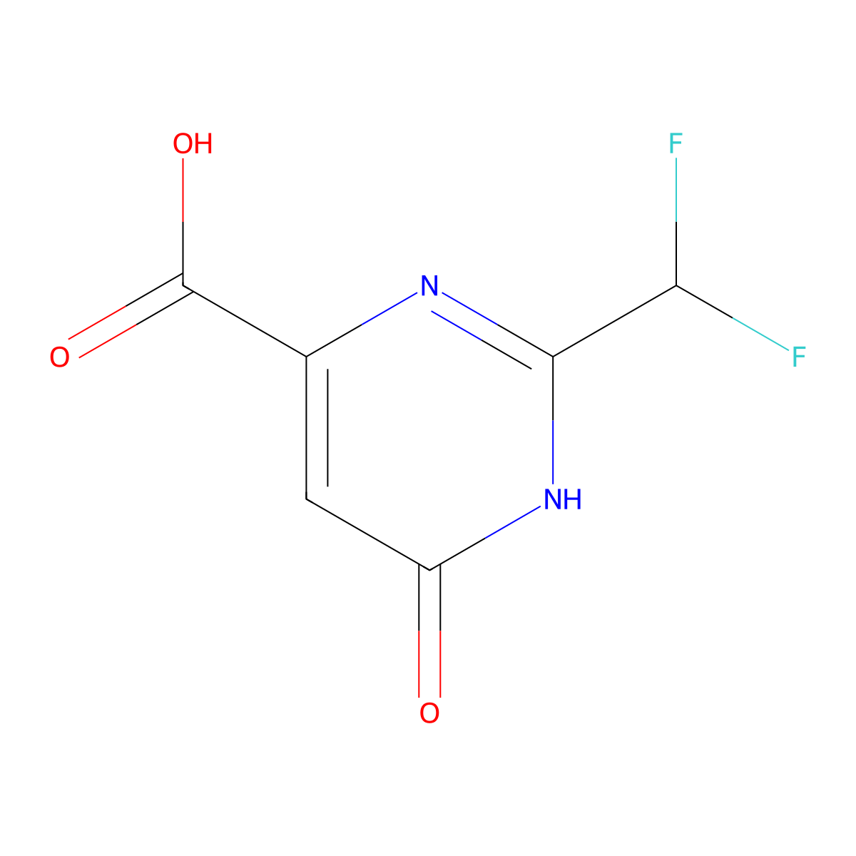 2-(Difluoromethyl)-6-hydroxypyrimidine-4-carboxylic acid molecular structure, CAS 2296341-05-2