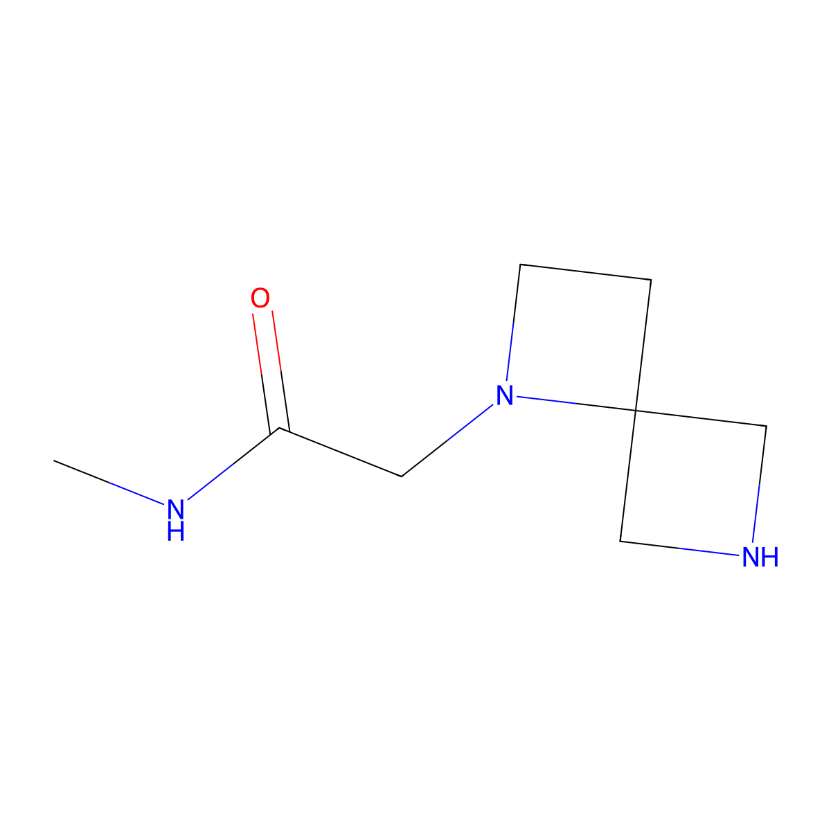 2-{1,6-diazaspiro[3.3]heptan-1-yl}-N-methylacetamide molecular structure, CAS 2296344-73-3