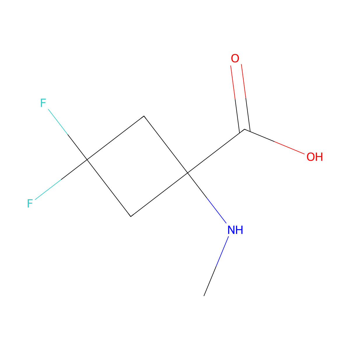 3,3-Difluoro-1-(methylamino)cyclobutane-1-carboxylic acid molecular structure, CAS 2296385-25-4