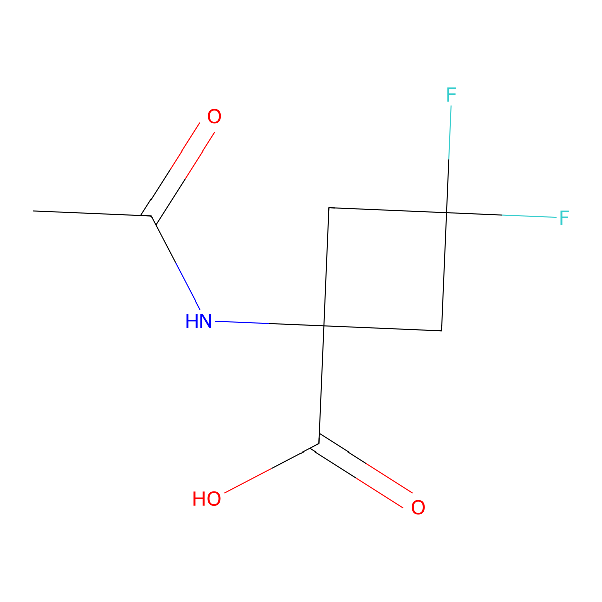 1-Acetamido-3,3-difluorocyclobutane-1-carboxylic acid molecular structure, CAS 2296385-26-5