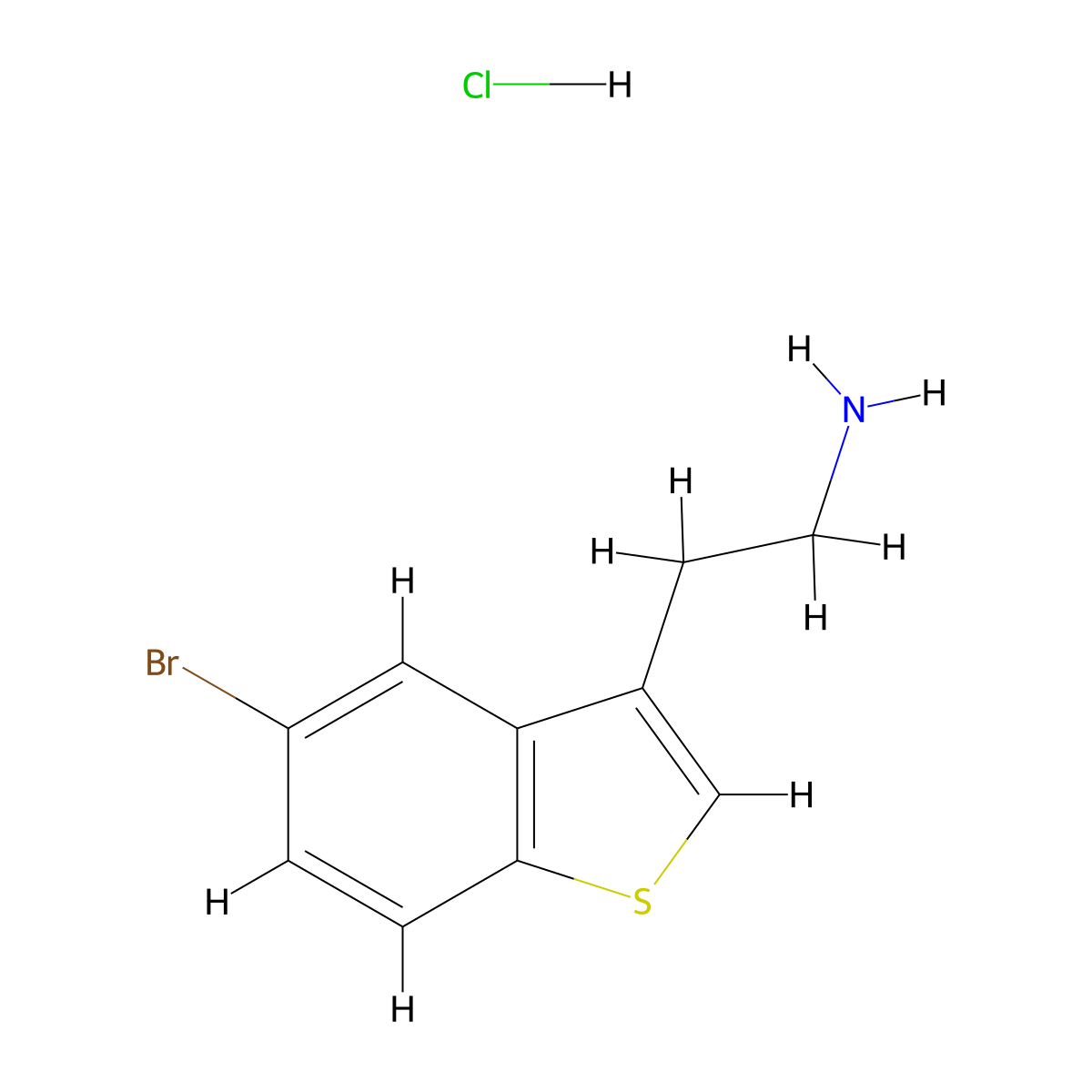 Benzo(b)thiophene-3-ethylamine, 5-bromo-, hydrochloride molecular structure, CAS 22964-00-7