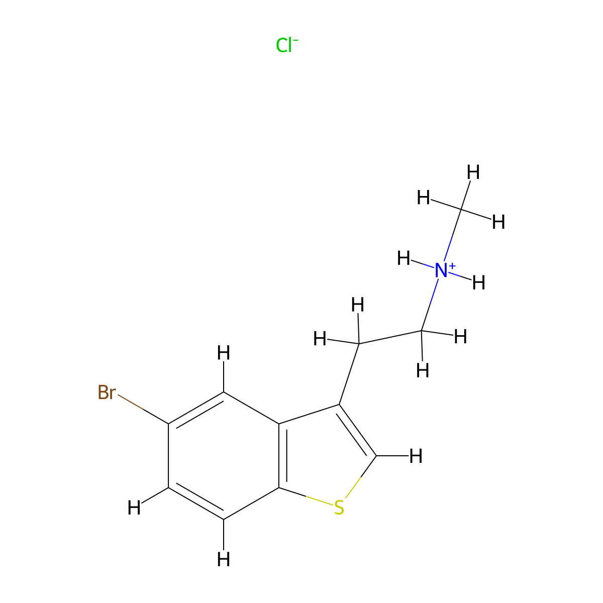 Benzo(b)thiophene-3-ethylamine, 5-bromo-N-methyl-, hydrochloride molecular structure, CAS 22964-02-9