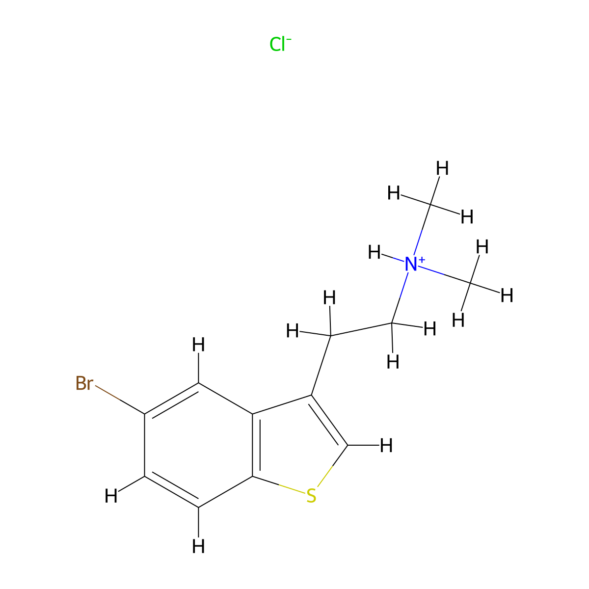 2-(5-Bromo-1-benzothiophen-3-yl)-N,N-dimethylethan-1-amine--hydrogen chloride (1/1) molecular structure, CAS 22964-04-1