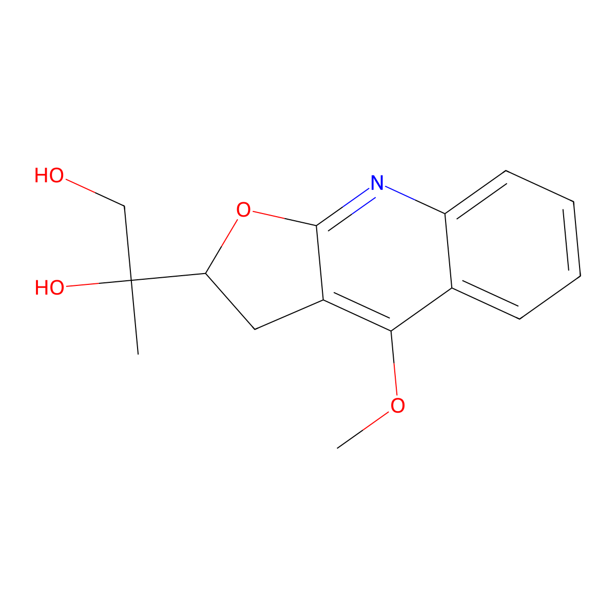 2-(2,3-Dihydro-4-methoxyfuro(2,3-b)quinolin-2-yl)-1,2-propanediol molecular structure, CAS 22964-77-8