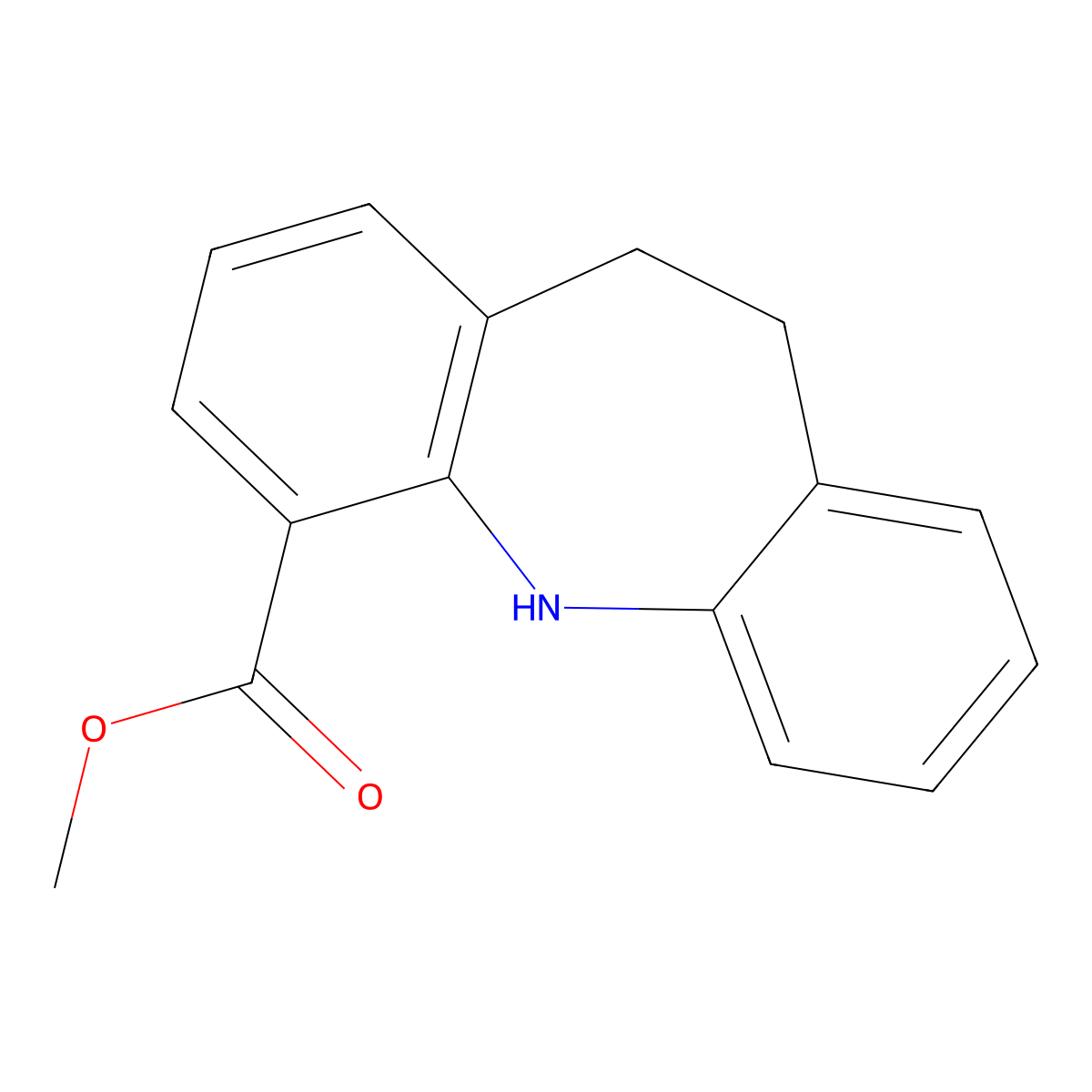 methyl 10,11-dihydro-5H-dibenzo[b,f]azepine-4-carboxylate molecular structure, CAS 22965-12-4