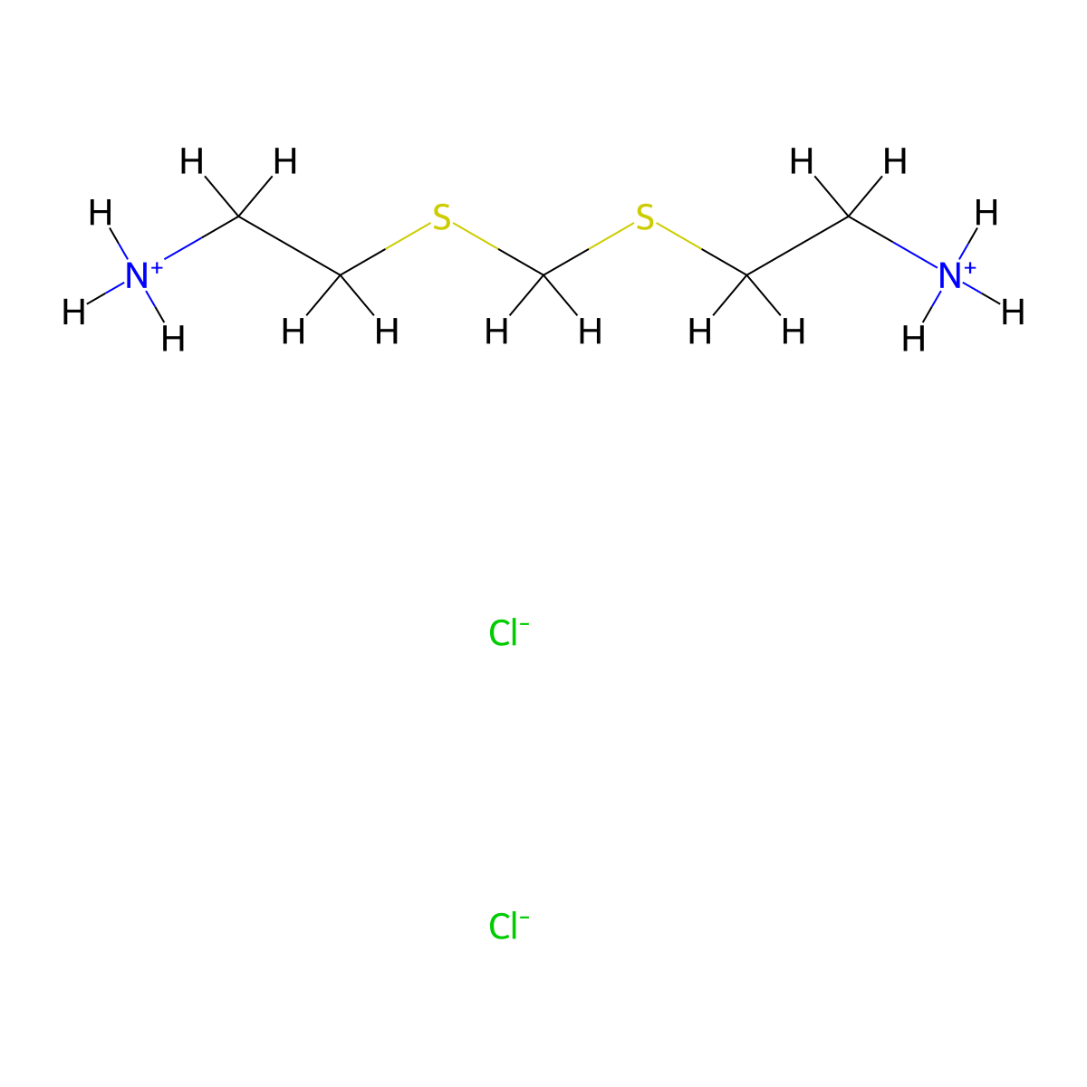 2,2'-(Methylenedisulfanediyl)di(ethan-1-amine)--hydrogen chloride (1/2) molecular structure, CAS 22965-82-8