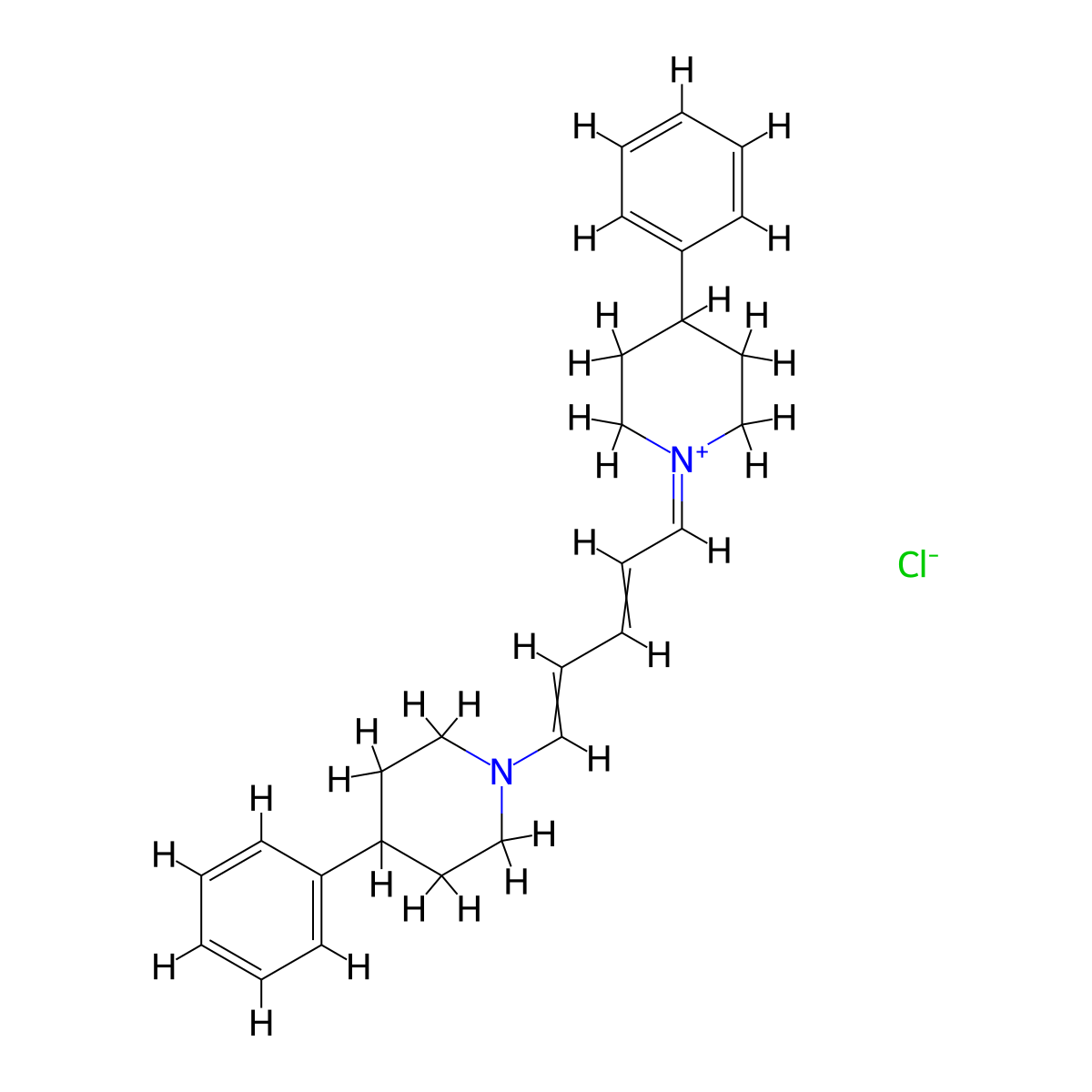 Piperidinium, 1-(5-(4-phenylpiperidino)-2,4-pentadienylidene)-4-phenyl-, chloride molecular structure, CAS 22966-89-8