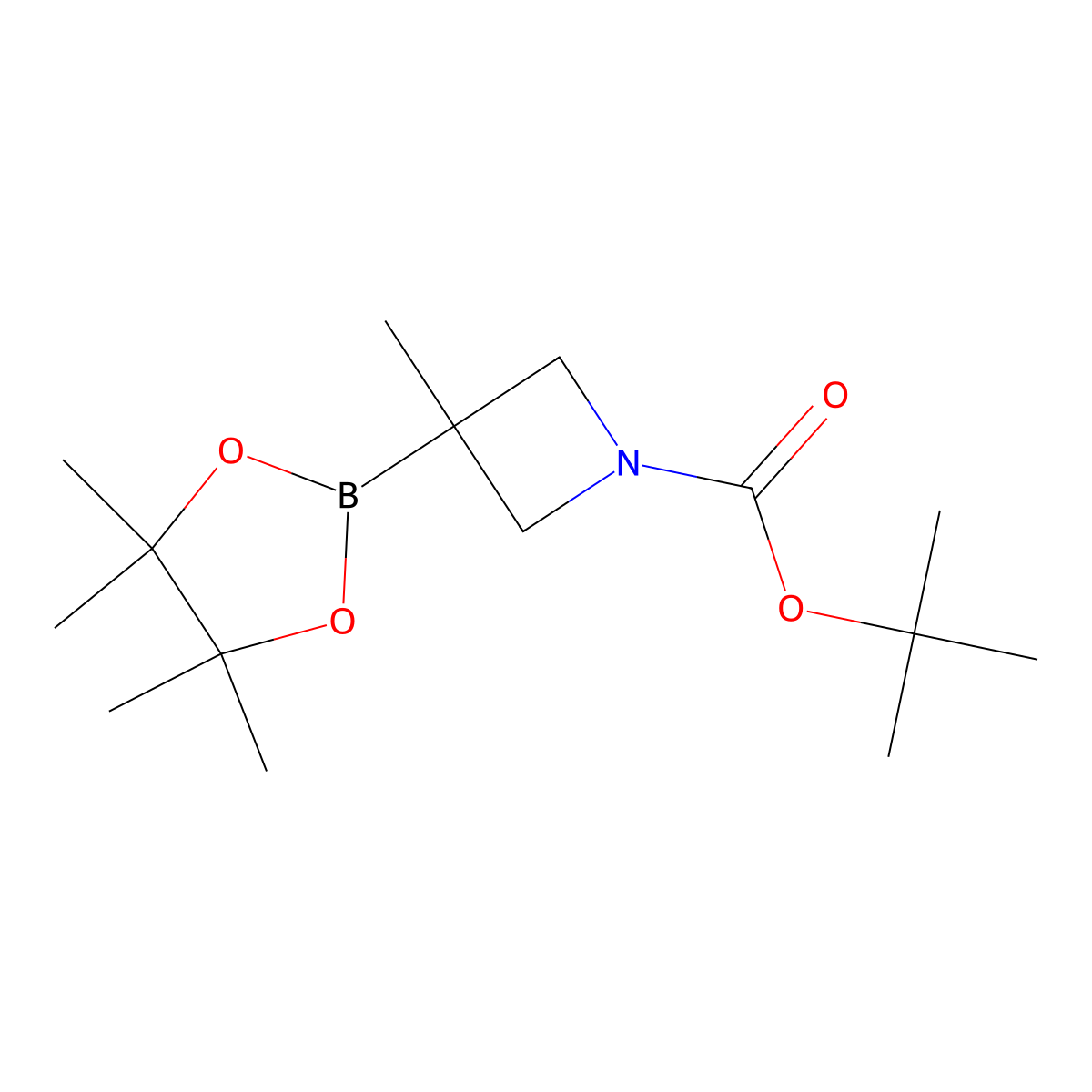 Tert-butyl 3-methyl-3-(4,4,5,5-tetramethyl-1,3,2-dioxaborolan-2-yl)azetidine-1-carboxylate molecular structure, CAS 2296775-61-4
