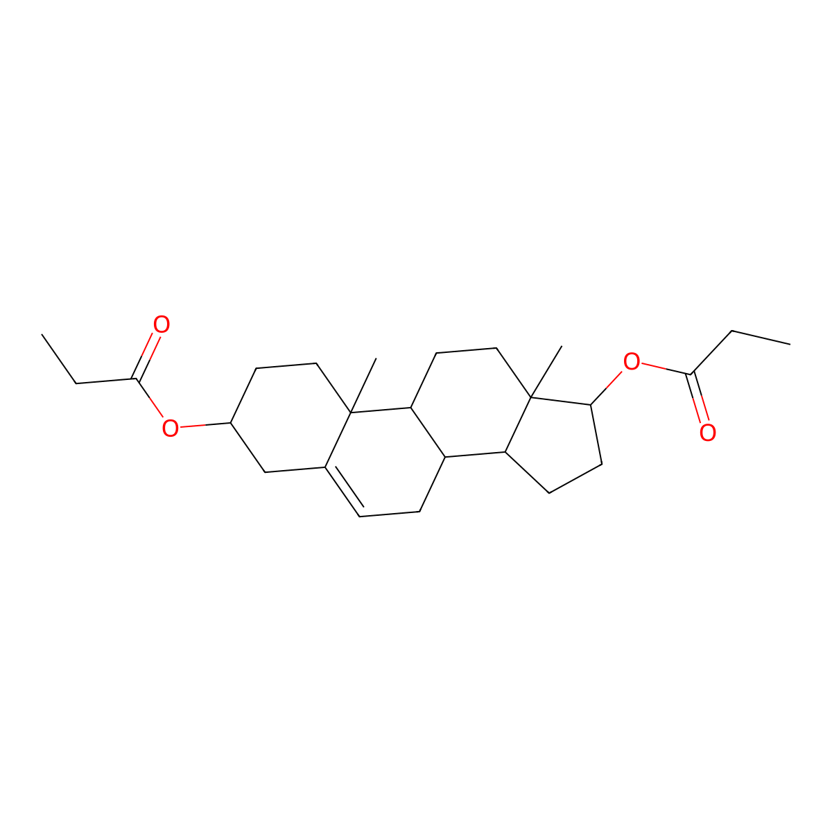 Androst-5-ene-3,17-diol, dipropanoate, (3beta,17beta)- molecular structure, CAS 2297-30-5